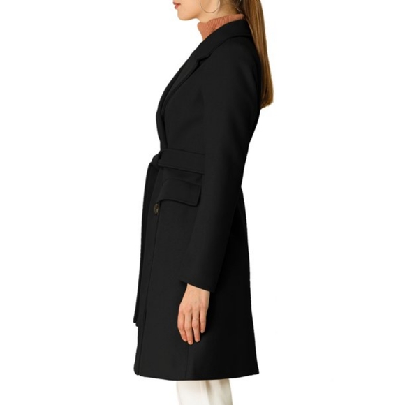 🅽🆆🆃 $86 Allegra K Women's Notch Lapel Double Breasted Belted Trenchcoat - Picture 4 of 9